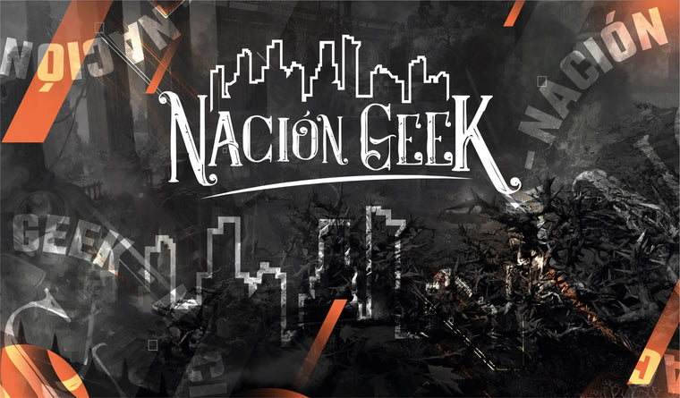 Logotipo de Nación Geek sobre fondo de ciudad devastada